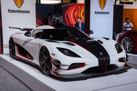 New York, USA - March 23, 2016: Koenigsegg One:1 on display during the New York International Auto Show at the Jacob Javits Center.のeditorial素材