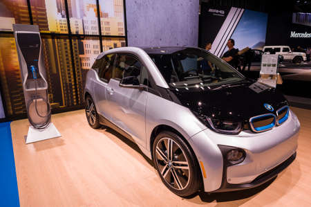 New York, USA - March 23, 2016: BMW i3 on display during the New York International Auto Show at the Jacob Javits Center.のeditorial素材