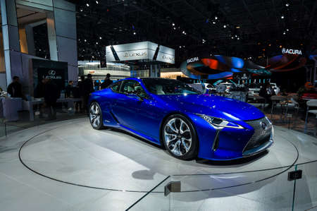New York, USA - March 23, 2016: Lexus LC500h on display during the New York International Auto Show...
