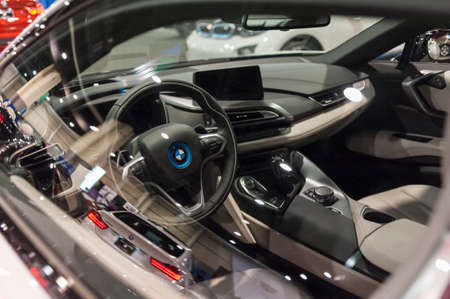 CHARLOTTE, NC, USA - November 11, 2015: BMW i8 on display during the 2015 Charlotte International Auto Show at the Charlotte Convention Center in downtown Charlotte.のeditorial素材