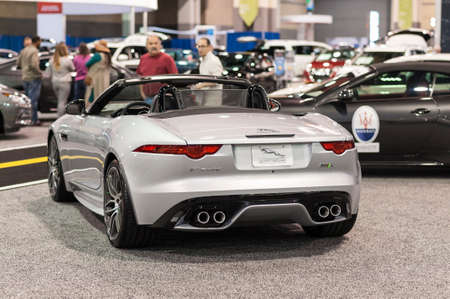 CHARLOTTE, NC, USA - November 11, 2015: Jaguar F-Type convertible on display during the 2015 Charlotte International Auto Show at the Charlotte Convention Center in downtown Charlotte.のeditorial素材