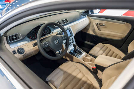 Miami Beach, FL, USA - November 6, 2015: Volkswagen CC R-line interior on display during the 2015 Miami International Auto Show at the Miami Beach Convention Center in downtown Miami Beach.のeditorial素材