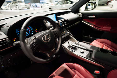 Miami, USA - September 10, 2016: Lexus IS 200t F Sport sedan on display during the Miami International Auto Show at the Miami Beach Convention Center.のeditorial素材
