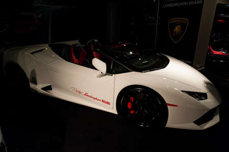 Miami, USA - September 10, 2016: Lamborghini Huracan Spyder on display during the Miami International Auto Show at the Miami Beach Convention Center.のeditorial素材