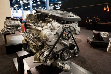 Miami, USA - September 10, 2016: Genesis 3.8 liter V6 engine on display during the Miami...