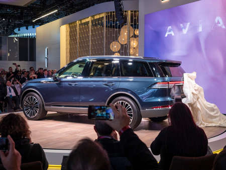 New York, US - March 28, 2018: Lincoln Aviator debut during the 2018 New York International Auto...