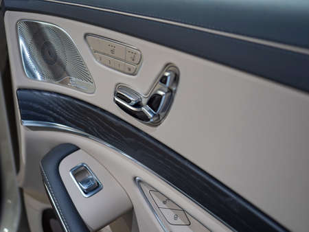 New York, US - March 28, 2018: Mercedes-Maybach S-Class sedan on display during the 2018 New York...