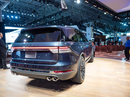 New York, US - March 28, 2018: Lincoln Aviator on display during the 2018 New York International...