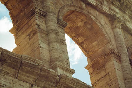 Close-up of arches of Coliseum, Roma, Italy.の写真素材