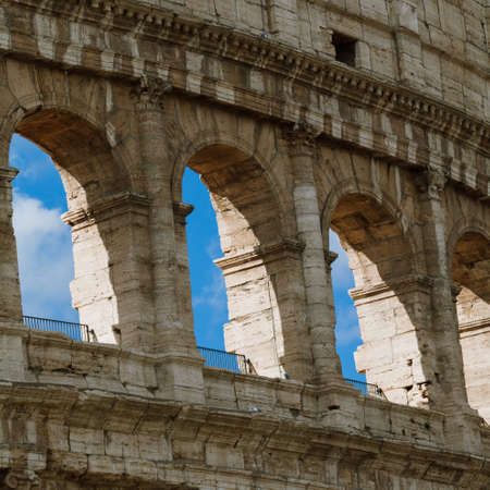 Close-up of arches of Coliseum, Roma, Italy.の写真素材