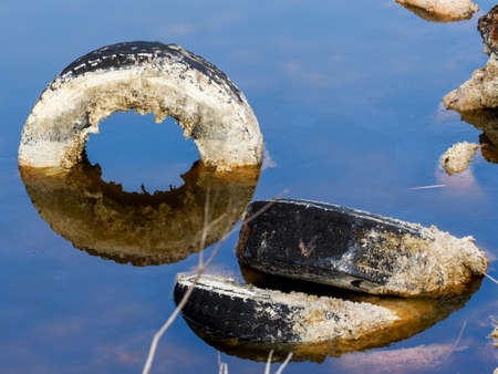 Polluted lagoon in Spainの写真素材