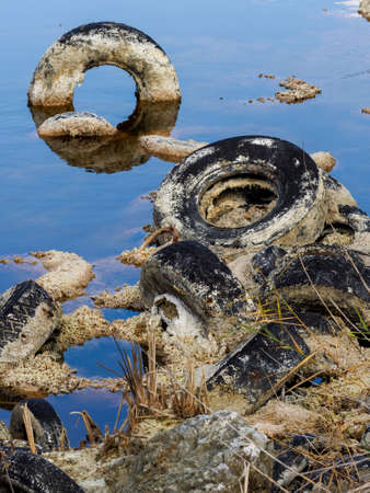 Polluted lagoon in Spainの写真素材