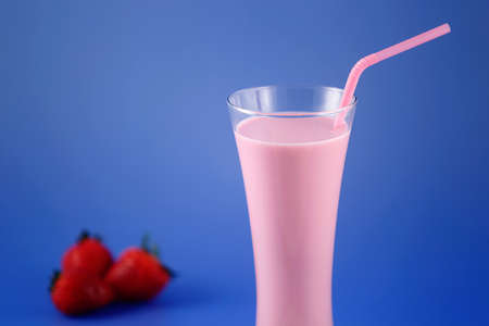 Strawberry smoothie, sweet and cold drink, made with cow's milk and strawberries, very nutritional.の写真素材