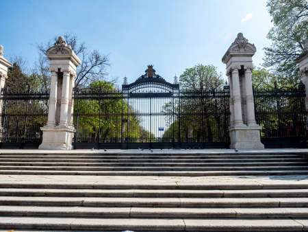 Madrid, Spain - March 15, 2020: State of alarm in Spain about the Covid-19 Buen Retiro Park