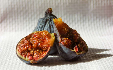 Figs still life, very sweet summer fruit produced by the fig tree.