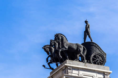 Urban landscape, views of statues and monuments in the buildings of Madrid, Spain.の写真素材