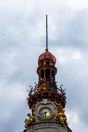 Urban landscape, views of statues and monuments in the buildings of Madrid, Spain.の写真素材