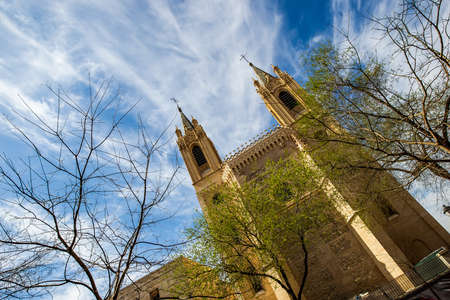 Urban landscape, views of statues and monuments in the buildings of Madrid, Spain.の写真素材