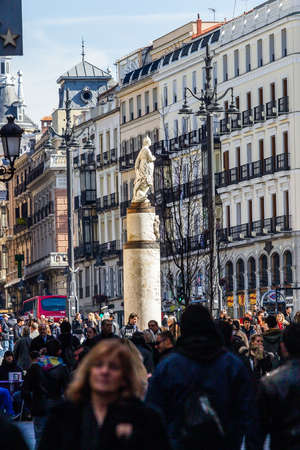 Urban landscape, views of statues and monuments in the buildings of Madrid, Spain.のeditorial素材