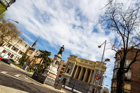 Urban landscape, views of statues and monuments in the buildings of Madrid, Spain.のeditorial素材