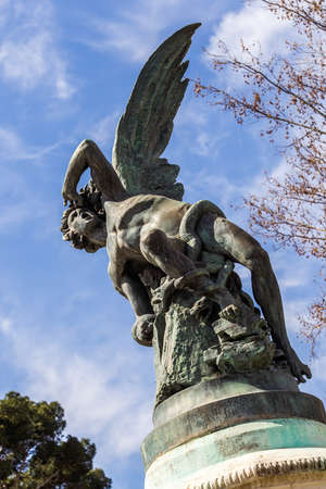 Urban landscape, views of statues and monuments in the buildings of Madrid, Spain.の写真素材