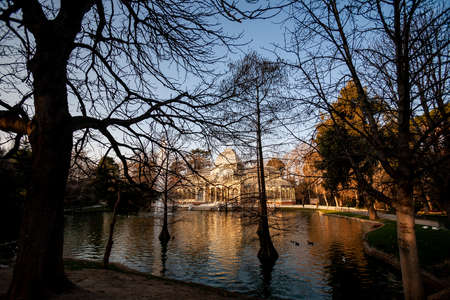 First lights of the day in the gardens of the Buen Retiro Park, in Madrid, Spain