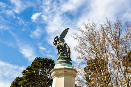 Urban landscape, views of statues and monuments in the buildings of Madrid, Spain.の写真素材
