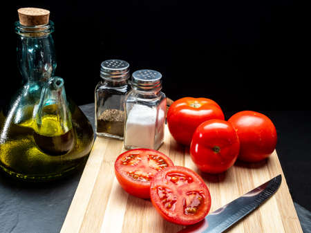 Fresh red tomatoes, a vegetable widely used in the Mediterranean diet.の写真素材