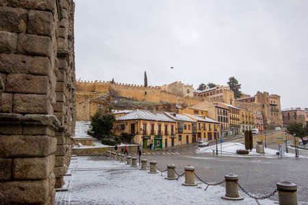 Segovia Aqueduct view in Castilla y Leon, Spain.の写真素材