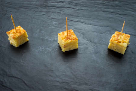 Potato omelette dish traditional Spanish food based on eggs, potatoes and onions