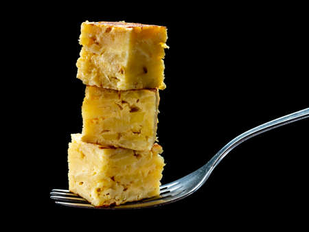 Potato omelette dish traditional Spanish food based on eggs, potatoes and onions