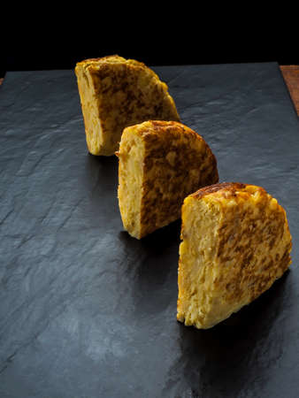 Potato omelette dish traditional Spanish food based on eggs, potatoes and onions