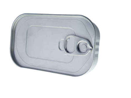 Different types of cans with prepared foods for consumption, vegetables, fish and meat