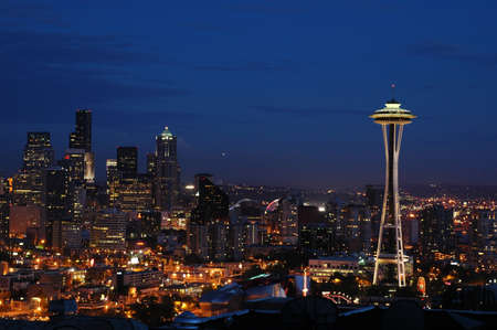 Seattle's Downtown and Space Needle at Night