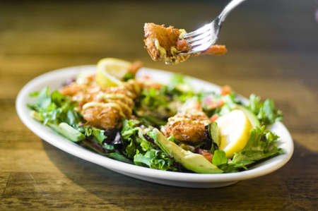 Avocado chicken salad served on a plateの写真素材