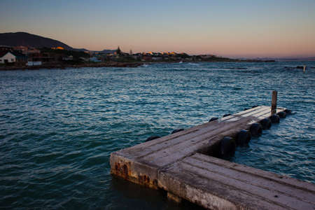 Gansbaai Pier and Harbor at sunset, South Africaの写真素材