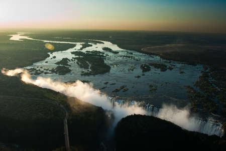 Victoria Falls seen from the air, Zambia/Zimbabweの写真素材
