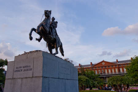 Andrew Jackson statue and Pontalba Apartments, New Orleansのeditorial素材