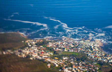 Camps Bay, Cape Town seen from a high angleの写真素材