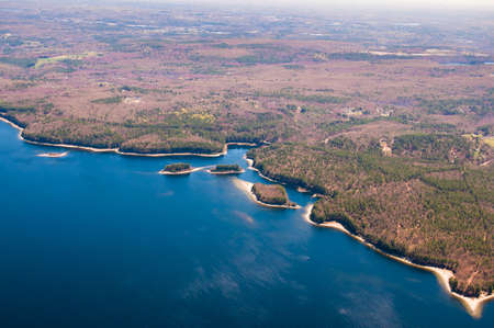 Aerial view of the Wachusett Reservoir, Massachusettsの写真素材