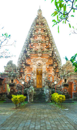 Ornate Balinese Hindu shrines and temple complexの写真素材