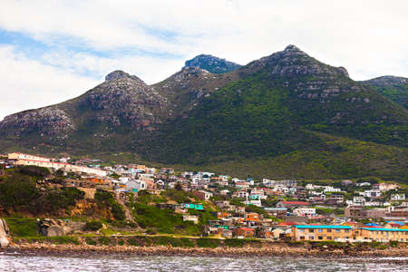 Seaside houses on the hillside over Hout Bayのeditorial素材