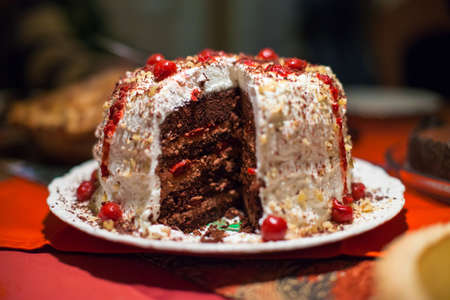 Black Forest Cake Served and Ready to Eatの写真素材