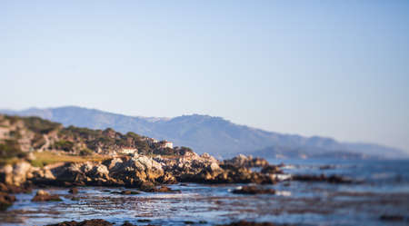 Rocks off the Pacific Coast Highway, tilt shift effectの写真素材