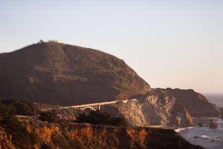 Bixby Creek Bridge, Big Sur, Monterey County, California, tilt shift effect