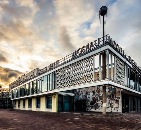 The corner of Cafe Moskau (Cafe Moscow) in Berlin, Germany with life-size Sputnikのeditorial素材