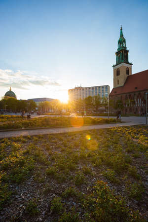 The Marienkirche (St Mary's Church) at Berlin Alexanderplatz in afternoonの写真素材