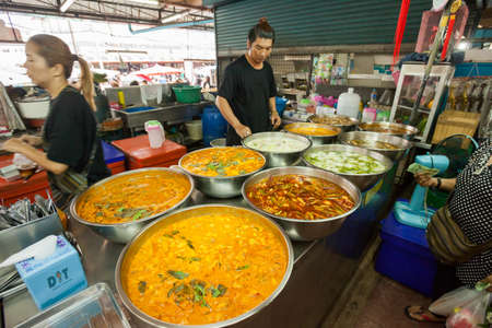 PHUKET, THAILAND - 16 Oct 2016: Fruit, vegetables, fish, and meat at the Robinsons Fresh Market on October 16, 2016 in Phuket Town, Thailand.のeditorial素材