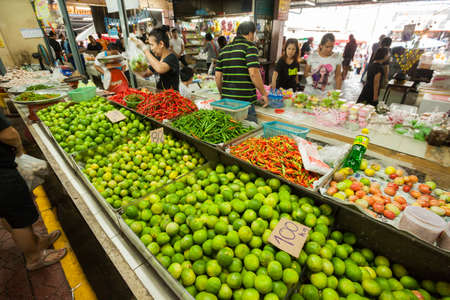 PHUKET, THAILAND - 16 Oct 2016: Fruit, vegetables, fish, and meat at the Robinsons Fresh Market on October 16, 2016 in Phuket Town, Thailand.のeditorial素材