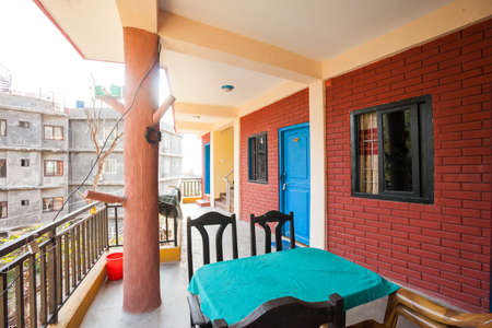 Balcony of a hotel in Nepalの写真素材
